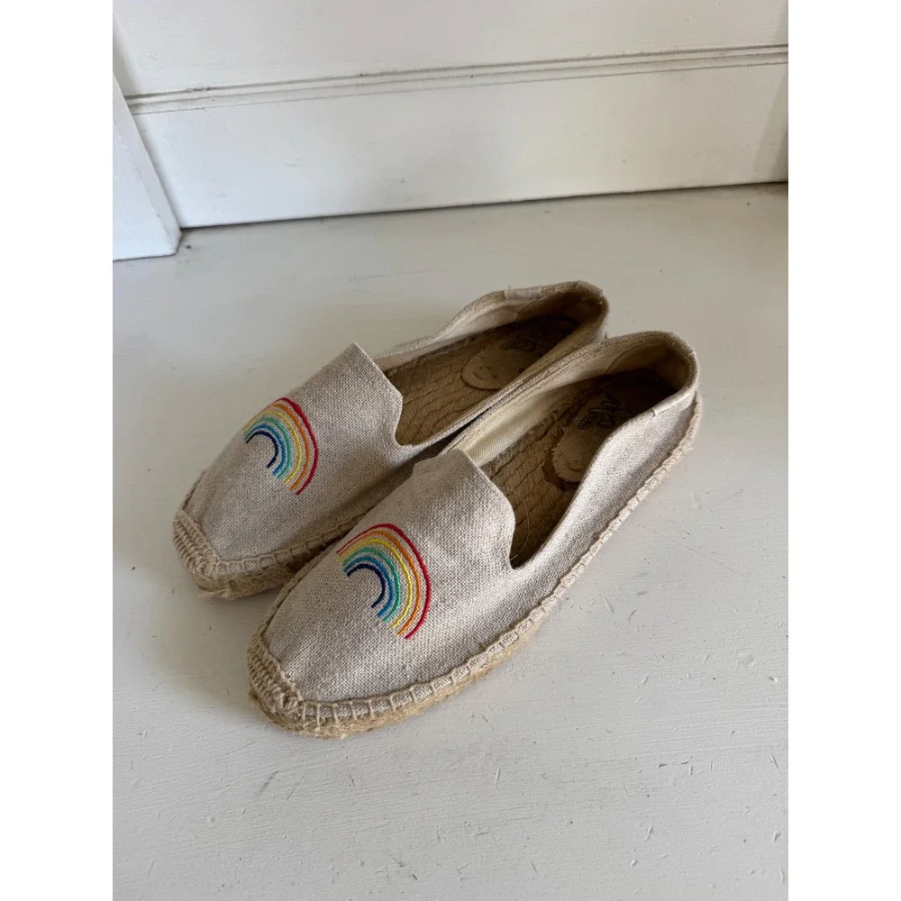 Soludos x Ash Kan rainbow print espadrile flats size 7.5